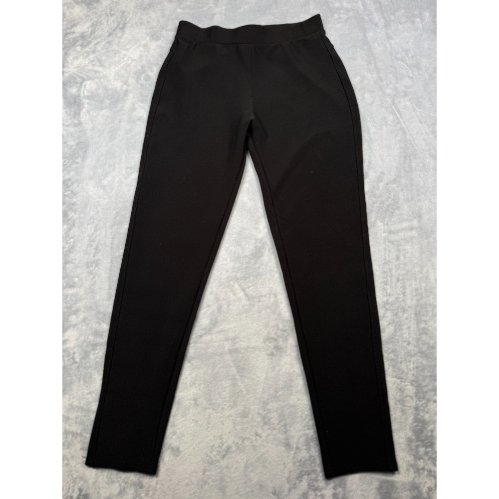New Mix Ankle Pants Womens L/XL Black Stretch Mid Rise Elastic Waist Skinny Leg